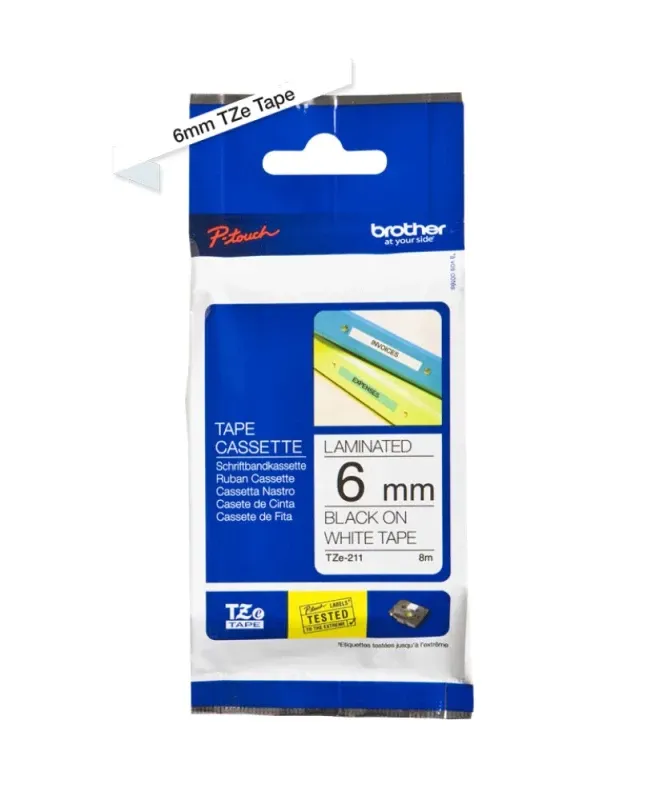 BROTHER FITA 6MM BRANCO PRETO