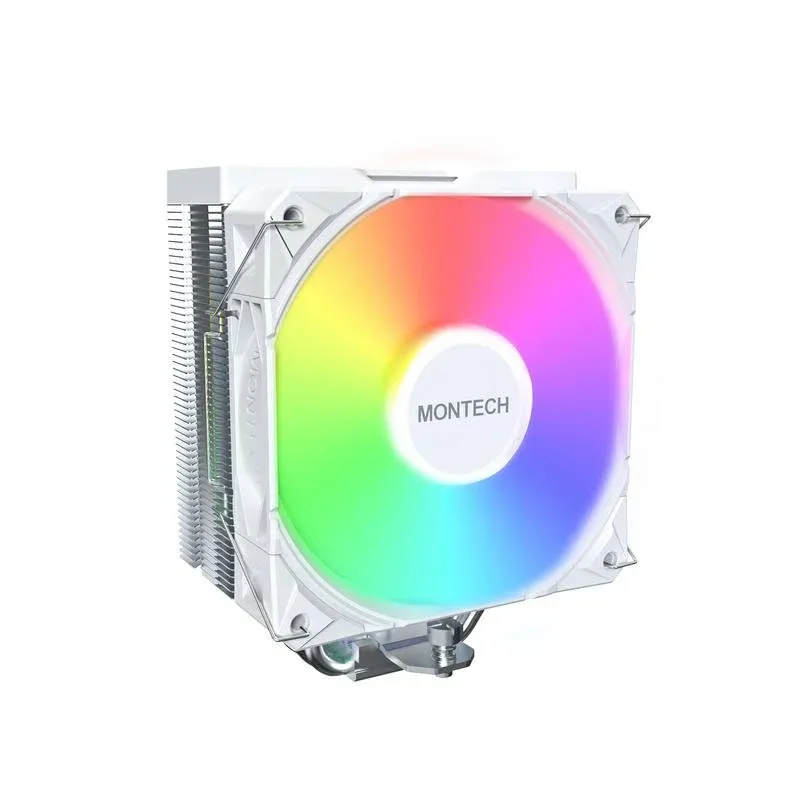 Cooler CPU Refrigeração Ar Montech Socket LGA1700 AM5 120mm NX400 ARGB Branco 4 Heatpipes