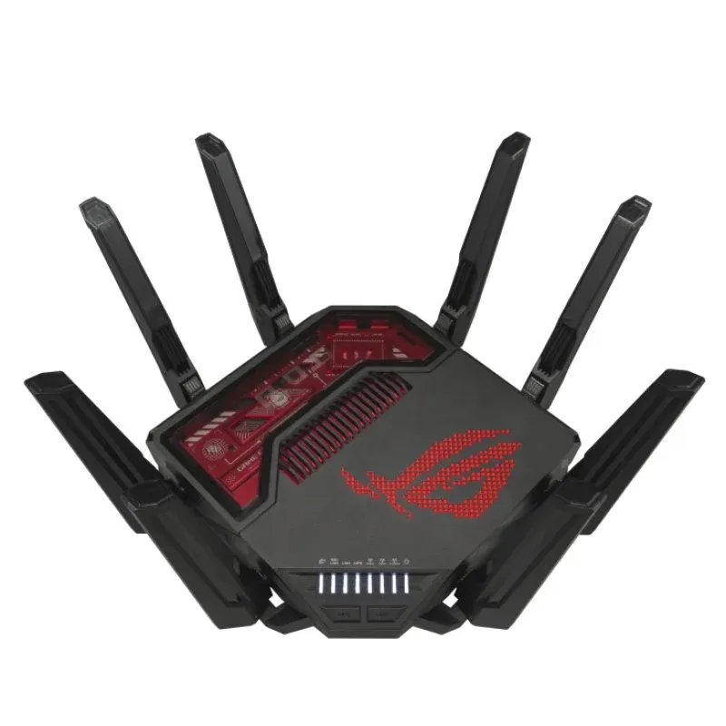 ASUS ROG Rapture GT-BE19000 Router WiFi 7 Multi-Gigabit Ethernet Tri-Band 2.4/5/6GHz Preto/Vermelho
