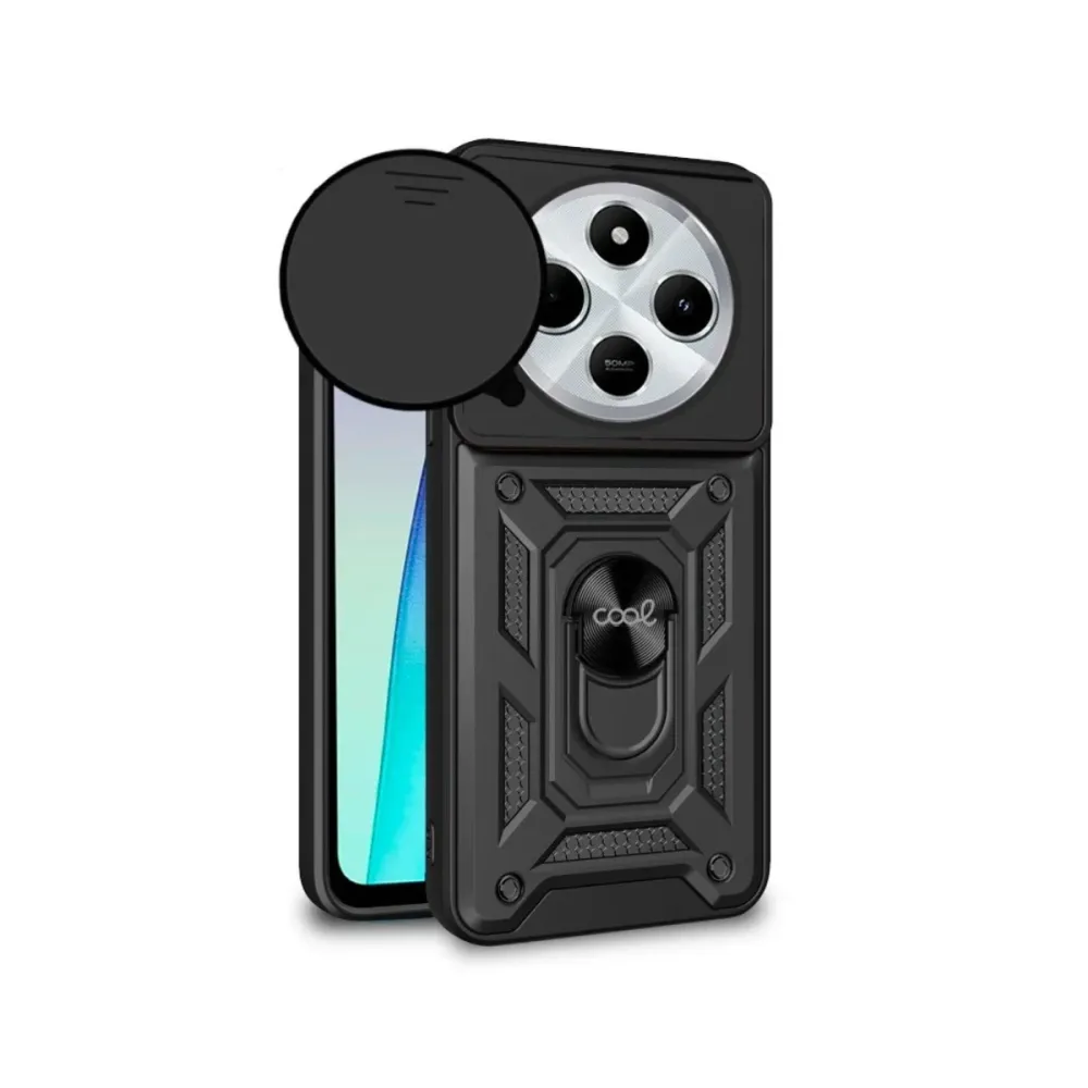 Capa Silicone Anti-choque c/anel Xiaomi Redmi 14C Preta
