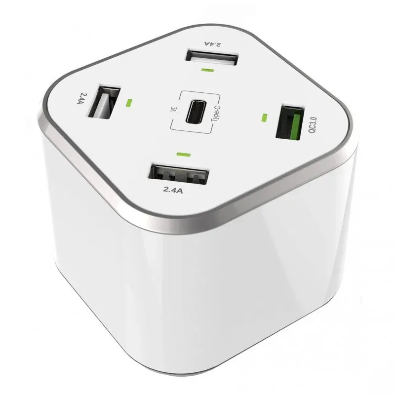 Carregador Aisens ASCH-5PQC-W Hub de Carga USB-C/4xUSB 48W Branco