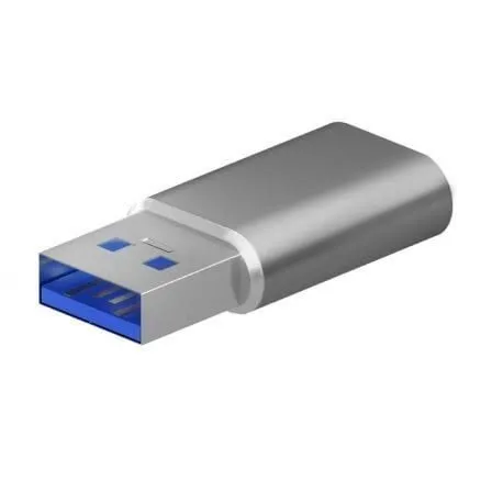 Mini Adaptador USB-C Fêmea - USB 3.2 Gen2 / USB 2.0 3A Macho (Cinza) - AISENS