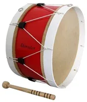 Bombo Tradicional Adamastor Nº5 Vermelho/Aro Branco 40cm