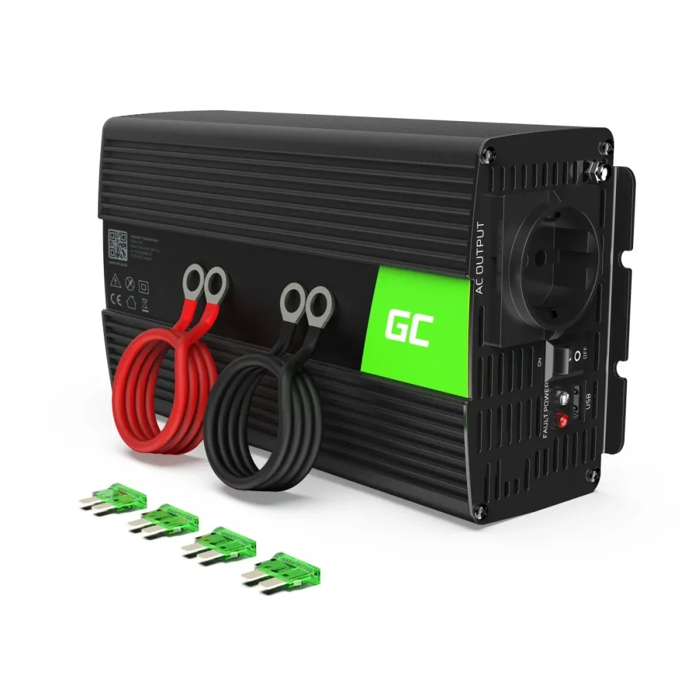 Green Cell INV08 adaptador e transformador Exterior 1000 W Preto INV08
