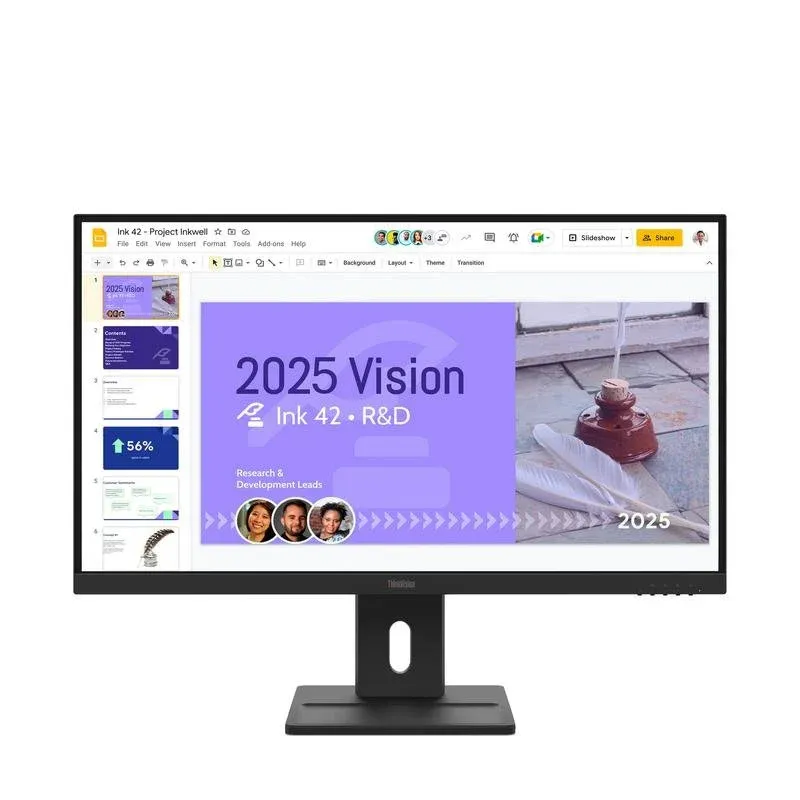 Lenovo ThinkVision E27Q-40 Monitor 27" QuadHD 100Hz 6ms IPS com Altura Ajustável e Altifalantes