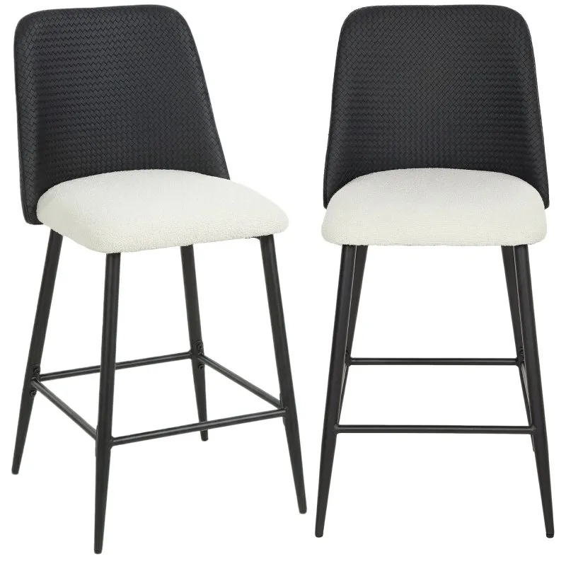 Conjunto de 2 bancos de bar Homcom com encosto e apoio para os pés, pretos