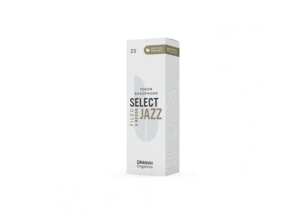 Daddario Organic Select Jazz Filed Tenor Saxophone Reeds, Strength 2 Medium, 5-pack