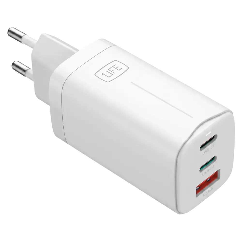 Carregador 1Life pa:xpress 65W GaN USB-C + USB-A Branco
