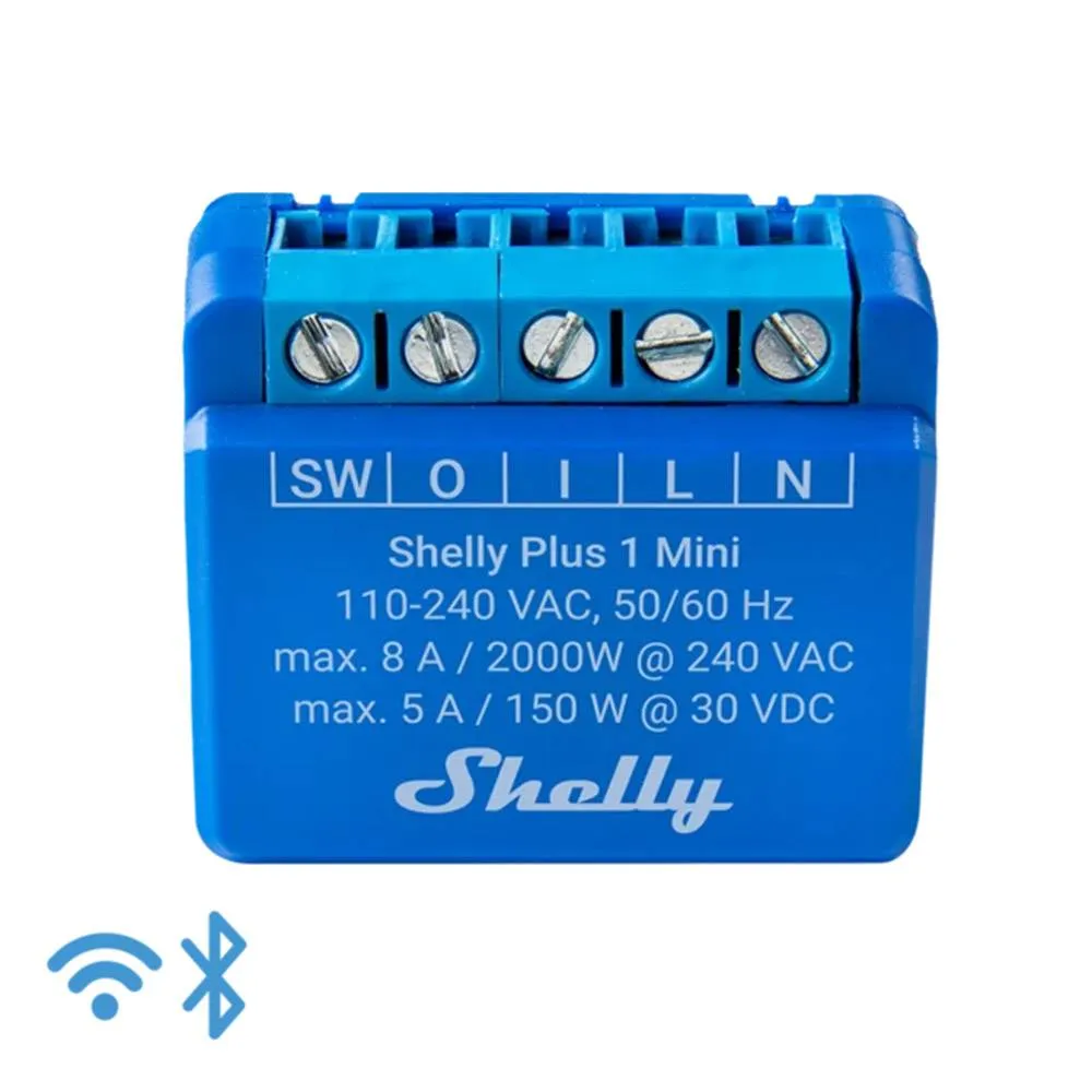 Módulo Automação Shelly Plus 1 Mini - Interruptor Formato Mini com Contato Seco