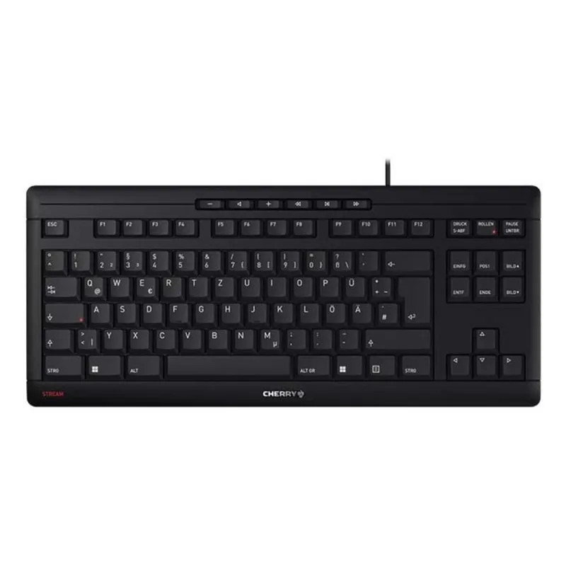 Teclado Cherry STREAM TKL com fio compacto com switch tesoura e multimédia