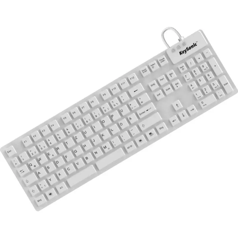 Teclado KeySonic KSK-8030 IN (DE) de membrana industrial QWERTZ branco USB IP68