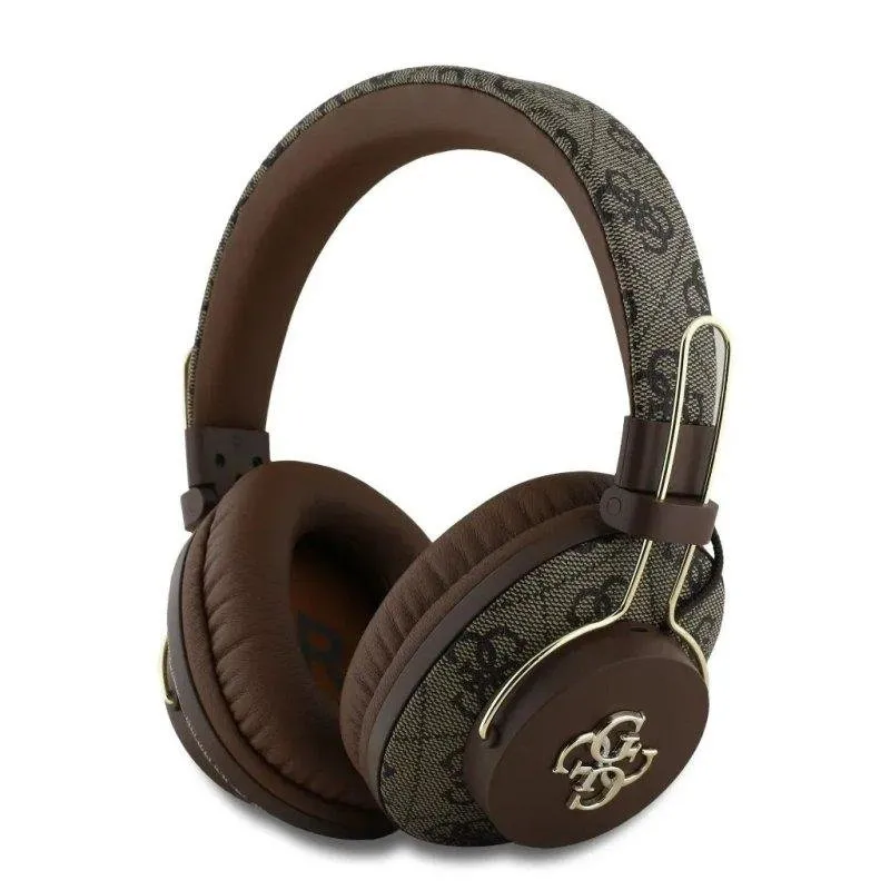 Auriculares Guess Bluetooth GUBHS72P4FC4M sem fios com Cancelamento de Ruído, USB-C, castanho