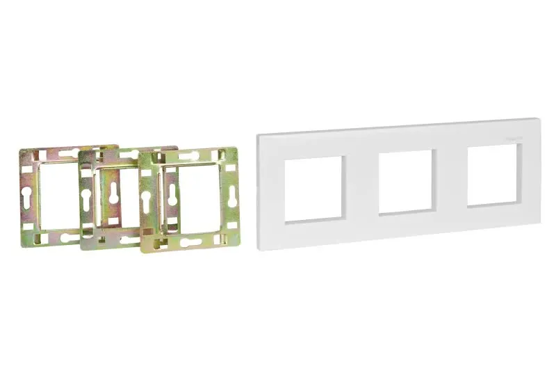 Espelho E Chassis P 3 Caixas Universais 220 x 80mm Branco - WP-220MCH