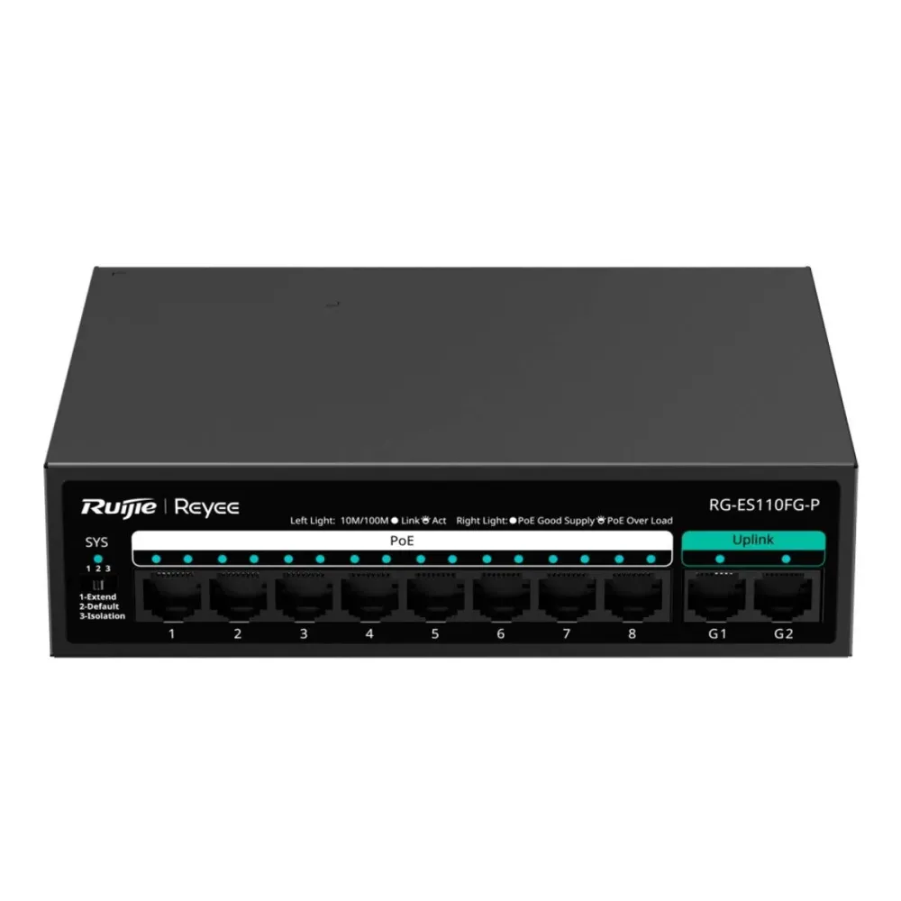 Switch Ruijie RG-ES110FG-P 10 Portas 10/100/1000 Mbps PoE