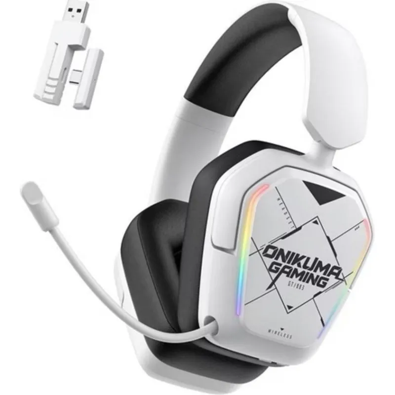 Auriculares Onikuma GT883 sem fios Bluetooth e com cabo Over Ear gaming branco