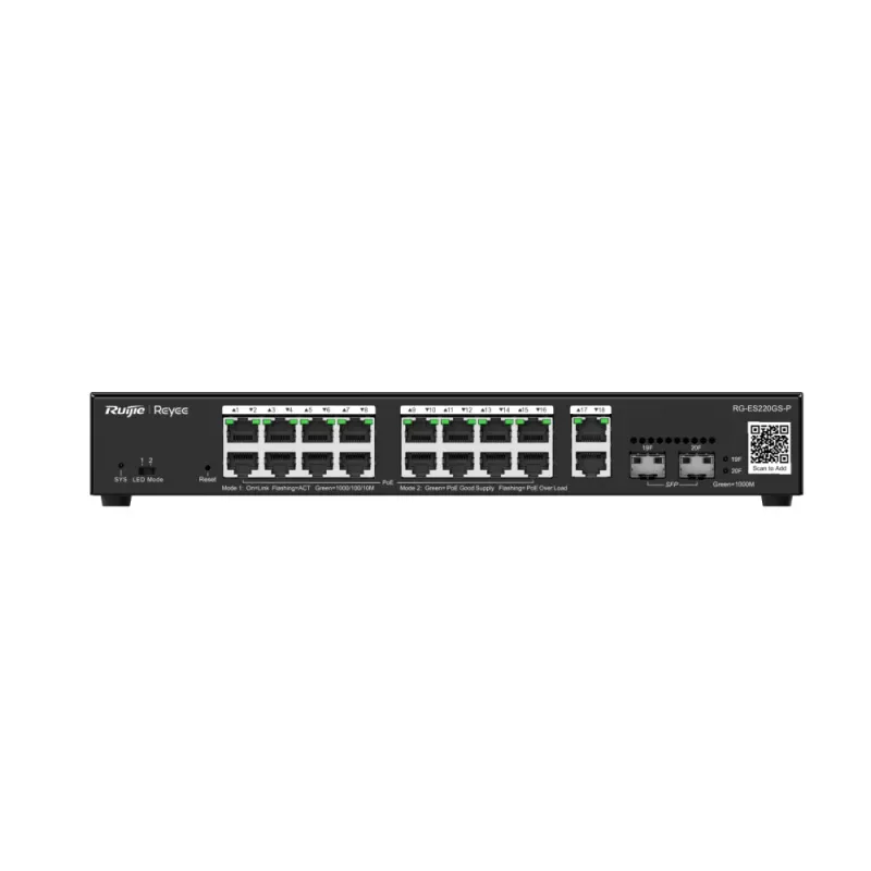 RUIJIE SWITCH POE DE 20 PORT GIGABIT C/GERENCIAMENTO INTELIGENTE NA NUVEM