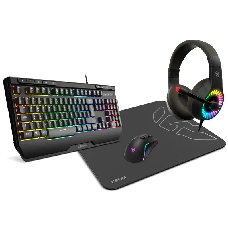 Krom Kenya Combo Gaming 4 em 1 RGB Headset + Teclado + Rato + Tapete