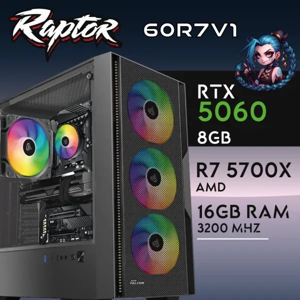PC Gaming RAPTOR-60R7V1 - R7 5700X | RTX5060 8GB | 16GB | SSD 512