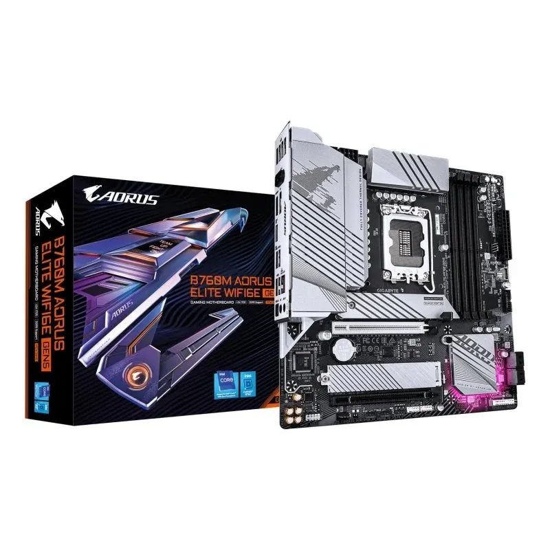 Gigabyte B760M AORUS ELITE WIFI6E GEN5 Motherboard Micro-ATX B760 LGA1700 DDR5 WiFi 6E PCIe 5.0 2.5GbE M.2 RAID