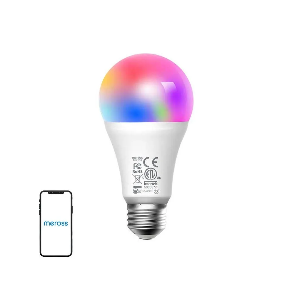 Meross Lâmpada inteligente LED A60 9W RGB+CCT E27