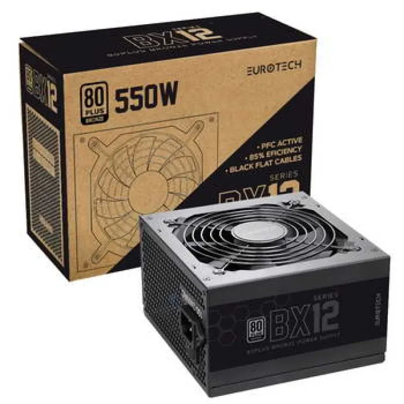Fonte Alimentação ATX EUROTECH 80 PLUS BRONZE BX12-550 550W 27A/12V SINGLE RAIL