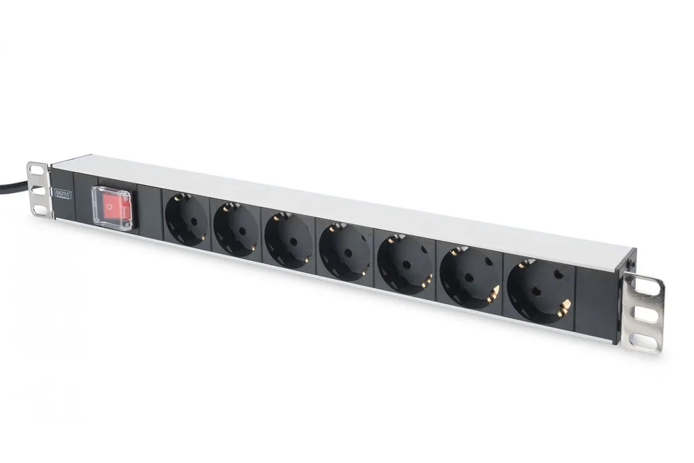Digitus aluminum outlet strip with switch, 7 safety outlets DN-95402