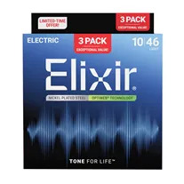 Jogo Cordas Guit Eléctrica Elixir Optiweb Nickel Plated Steel 010-046 (3 Pack)