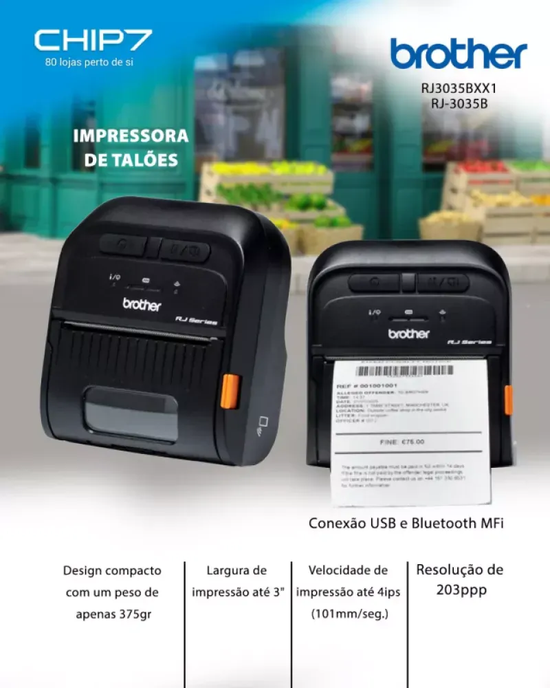 Impressora de Talões Brother Portátil Térmica RJ-3035B