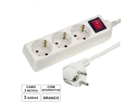 Egitana C/ 3 Saídas Interruptor 3m TE3CB3(E)