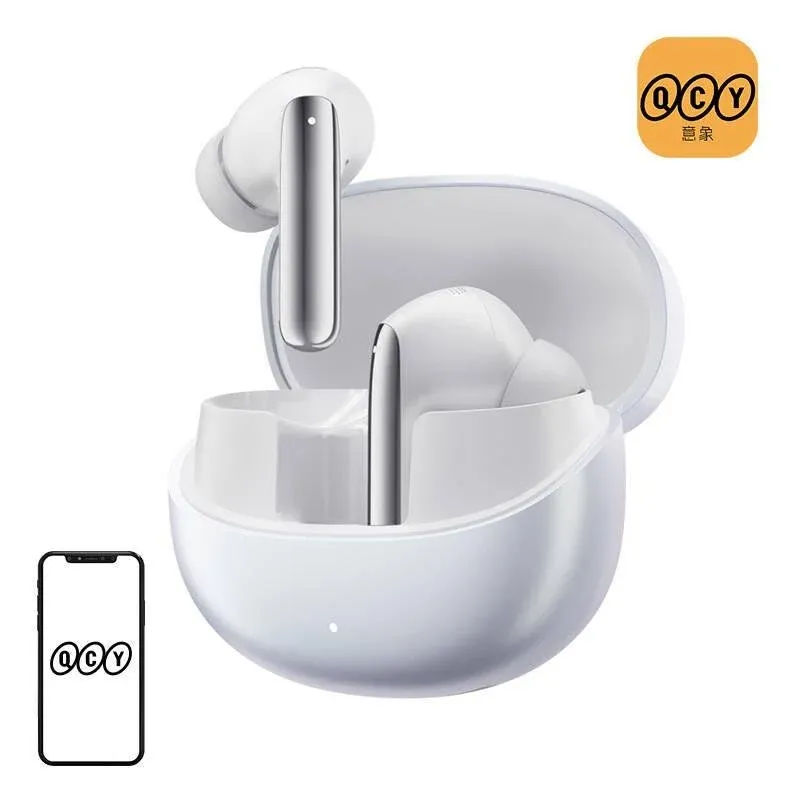 Auriculares QCY MeloBuds Pro HT08 sem fios Bluetooth com Cancelamento de Ruído ANC branco