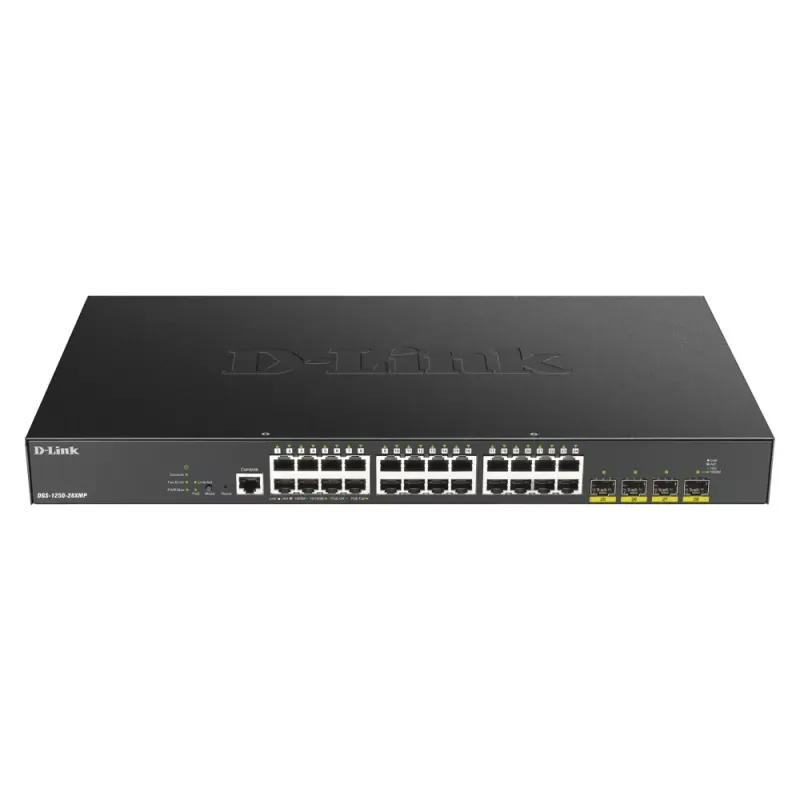 Switch D-Link 24 Portas Gigabit PoE Smart Managed com 4 Portas 10G SFP+ 370Watts