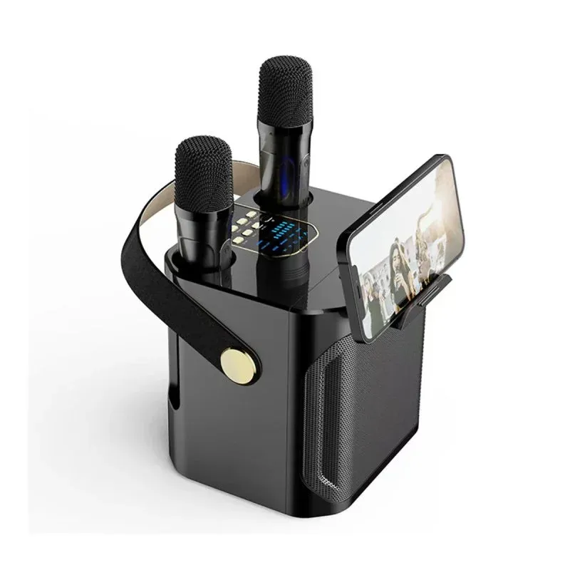 Klack Karaoke Altifalante Subwoofer com Dois Microfones Bluetooth 100W e Modificador de Voz Preto