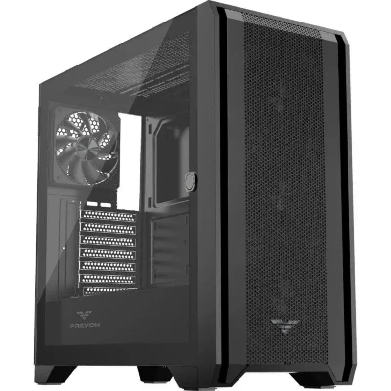 PREYON Nest Windy Caixa ATX com 4x Ventoinhas ARGB e Vidro Temperado Preta Mate