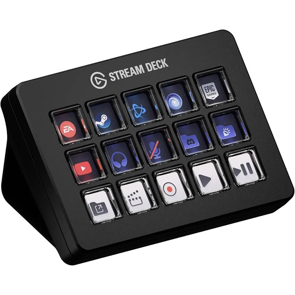 Control Deck Elgato Stream Deck Scissor Keys | 15 Teclas Personalizáveis | USB 2.0 Type-C | Windows e Mac | Preto