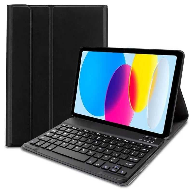 Capa COOL para iPad (2022/2024) 10.9 (10ª geração)/iPad 2025/iPad 2026 com teclado Bluetooth, em pele sintética preta