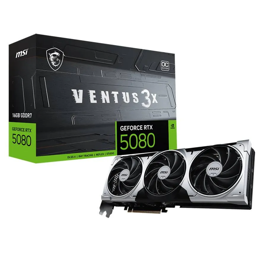 Placa Gráfica MSI NVIDIA GeForce RTX 5080 Blackwell Ventus 3X OC Plus 16G GDDR7 DLSS4