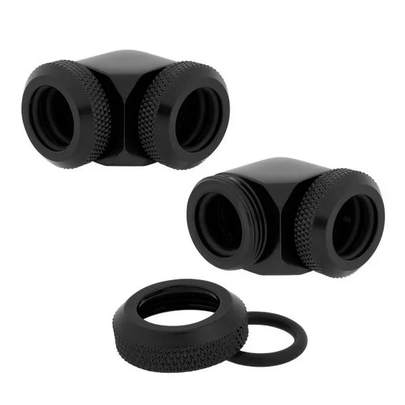 Encaixe 90° Rígido Corsair Hydro X Series XF Hardline 12mm OD Preto (Pack 2)