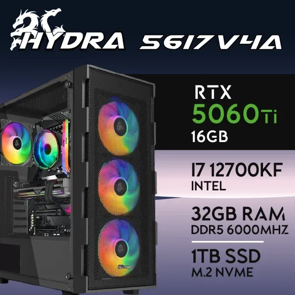 PC Gaming HYDRA-56I7V4A - I7 12700KF | RTX5060Ti 16GB | 32GB | M.2 1TB