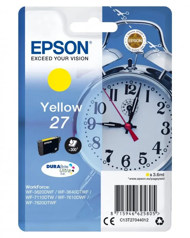 Tinteiro EPSON 27 Amarelo - WF36xx/7110/7210/76xx/77xx