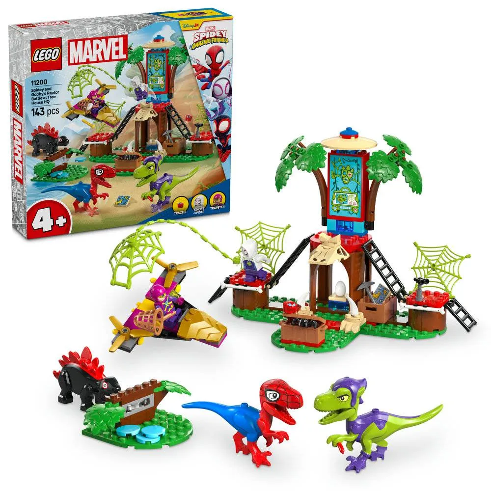 LEGO Marvel: Spidey e Gobby – Batalha de Raptors no Quartel-General da Casa da Árvore | Idades 4+ | 143 Peças | Item 11200