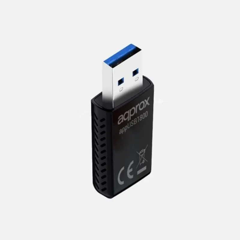 Placa de Rede Approx APPUSB1800 USB 3.0 Wi-Fi 6 1800 Mbps Dupla Banda Preta