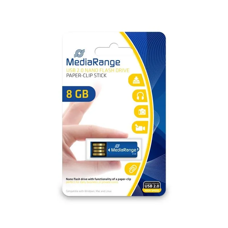 Pen Drive Pen USB MediaRange MR975 8GB USB 2.0 azul sem tampa