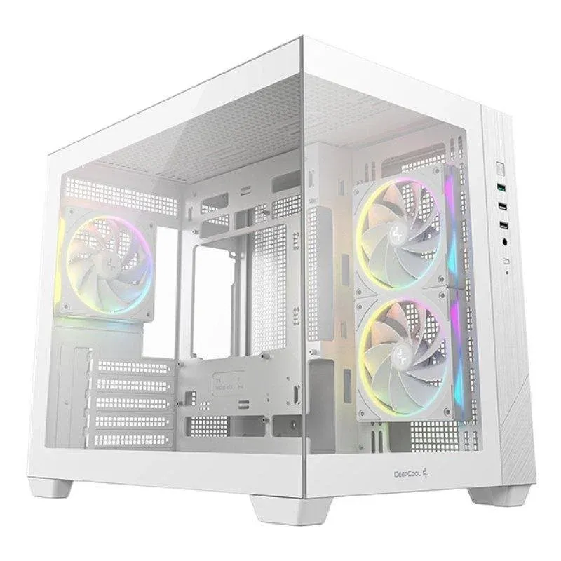 Caixa de Computador Caixa Micro-ATX DeepCool CG330 3F WH Vidro Temperado 3 Ventoinhas ARGB Branca