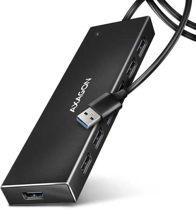 HUB USB AXAGON HUE-F7A 7x USB 3.2 Gen 1 ALU FLAT, micro USB power IN
