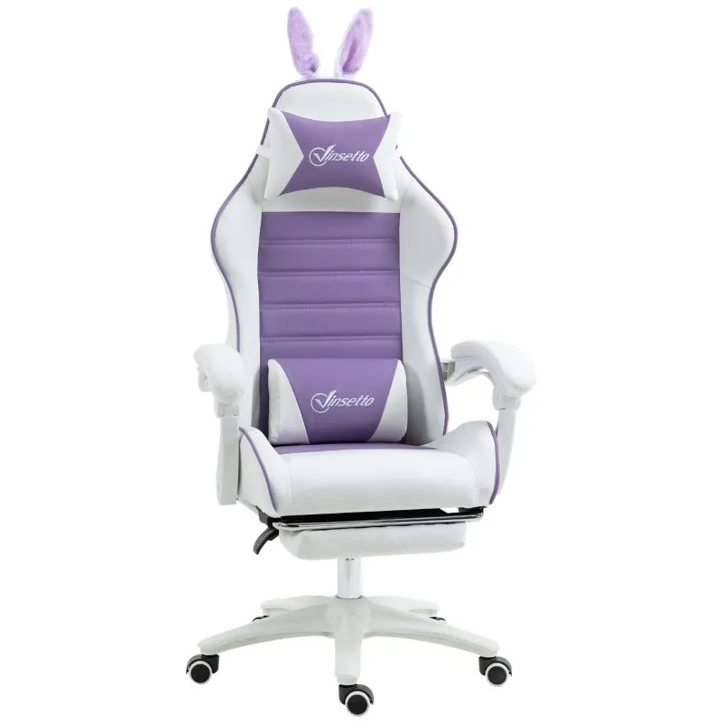 Cadeira Gamer Vinsetto em Pele PU, Reclinável com Altura Ajustável a 135°, Roxa