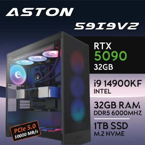 PC Gaming ASTON-59I9V2 - I9 14900K | RTX5090 32GB | 32GB | M.2 1TB