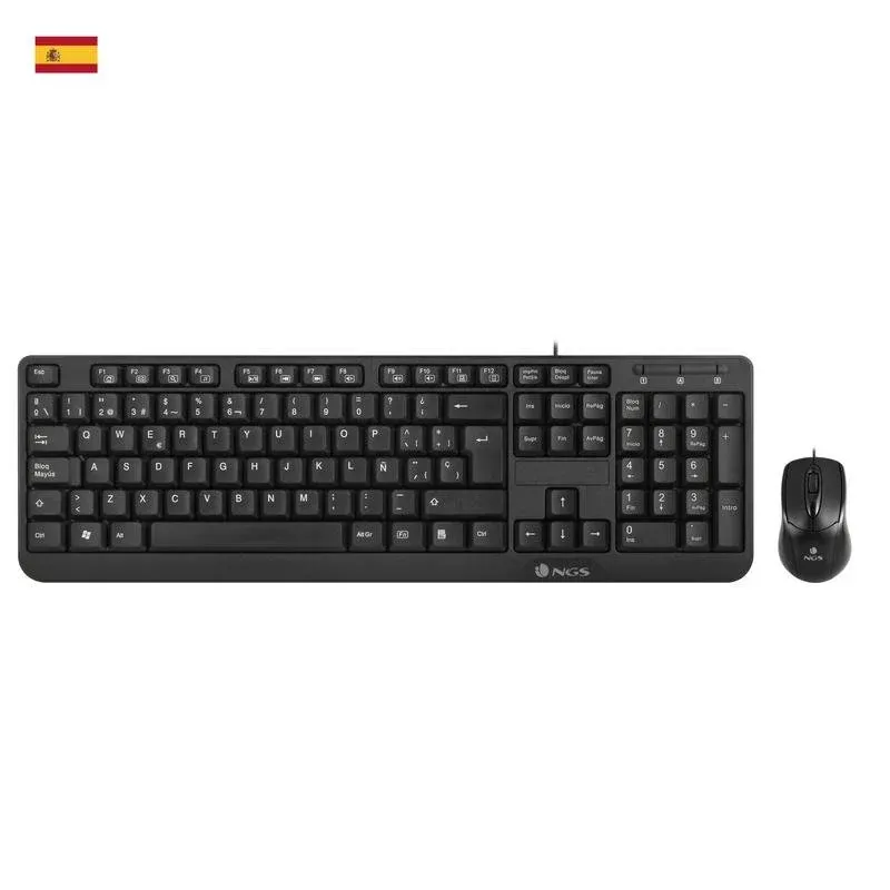 Teclado NGS Cocoa Kit completo com fio com rato ótico 1000 dpi QWERTY
