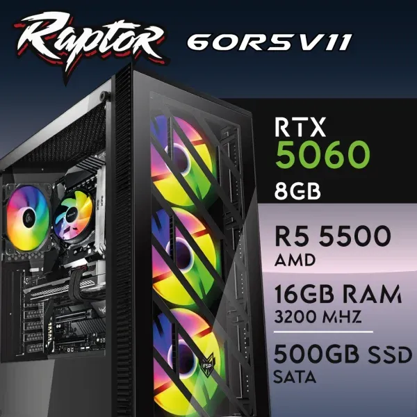 PC Gaming RAPTOR-60R5V11 - R5 5500 | RTX5060 8GB | 16GB | SSD 512