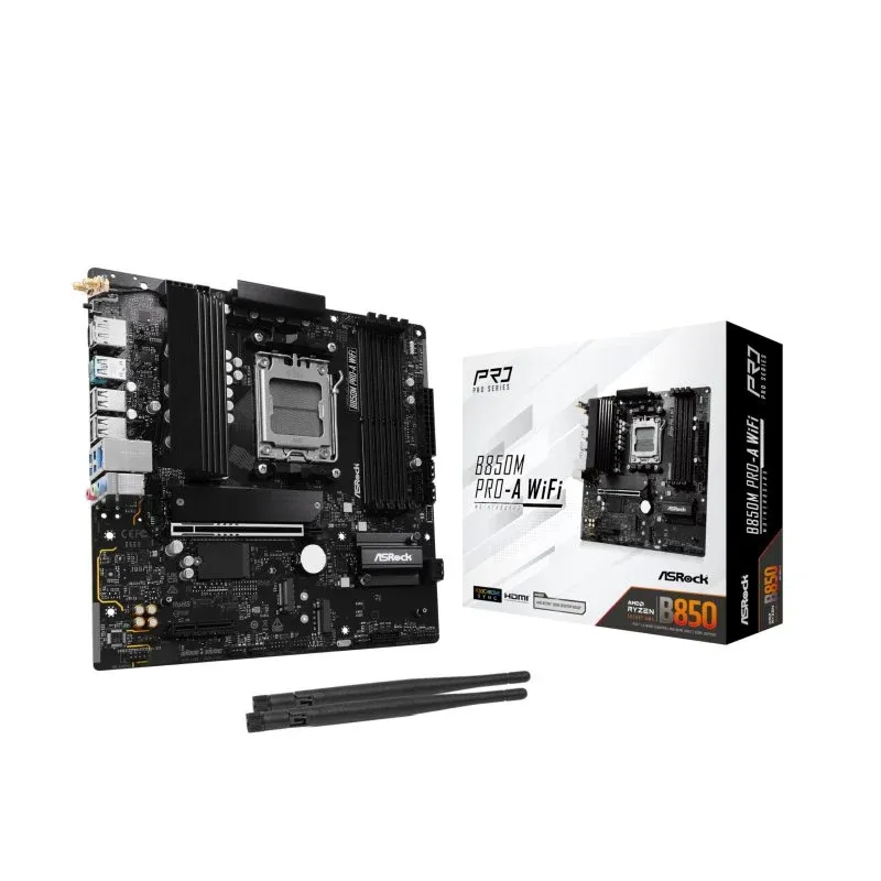 ASRock B850M Pro-A WiFi Motherboard AM5 Micro-ATX DDR5 PCIe 5.0 RAID