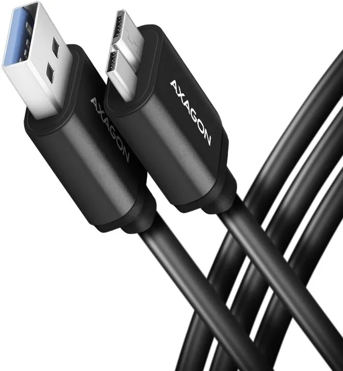 Cabo de carregamento AXAGON BUMM3-AM10AB Micro-B USB <-> USB-A 3.2 Gen 1, 1m, 3A, ALU, PVC, Preto